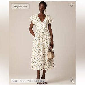 NWT Cecily J. Crew White Midi Floral Dress Budding Rose Size 10 100% Cotton